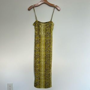 ASOS Snake print midi dress (Yellow Green)